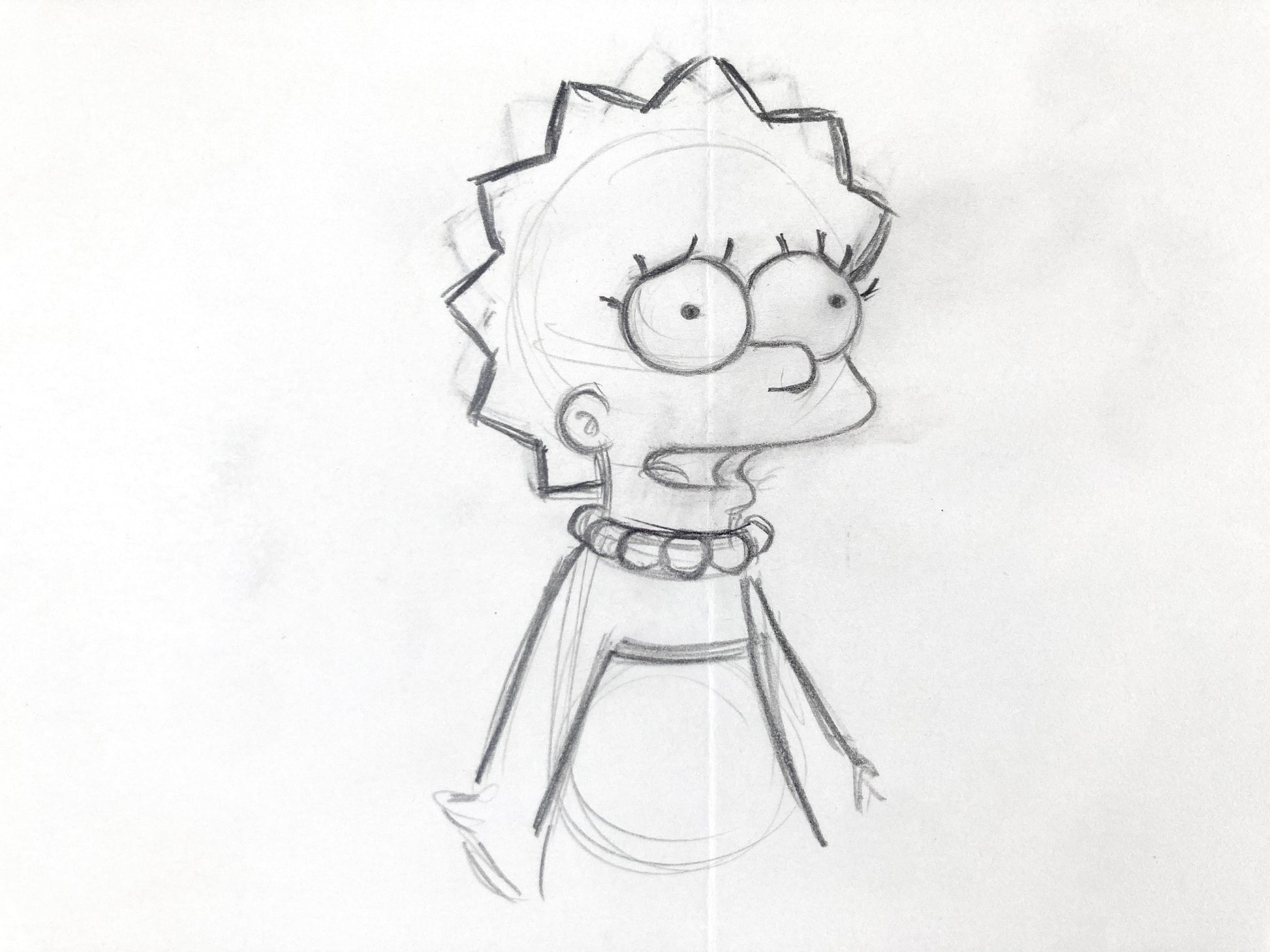 The SIMPSONS Original Animation Art Production Used Drawing of Lisa Simpson.  For sale on FLIP Gallery