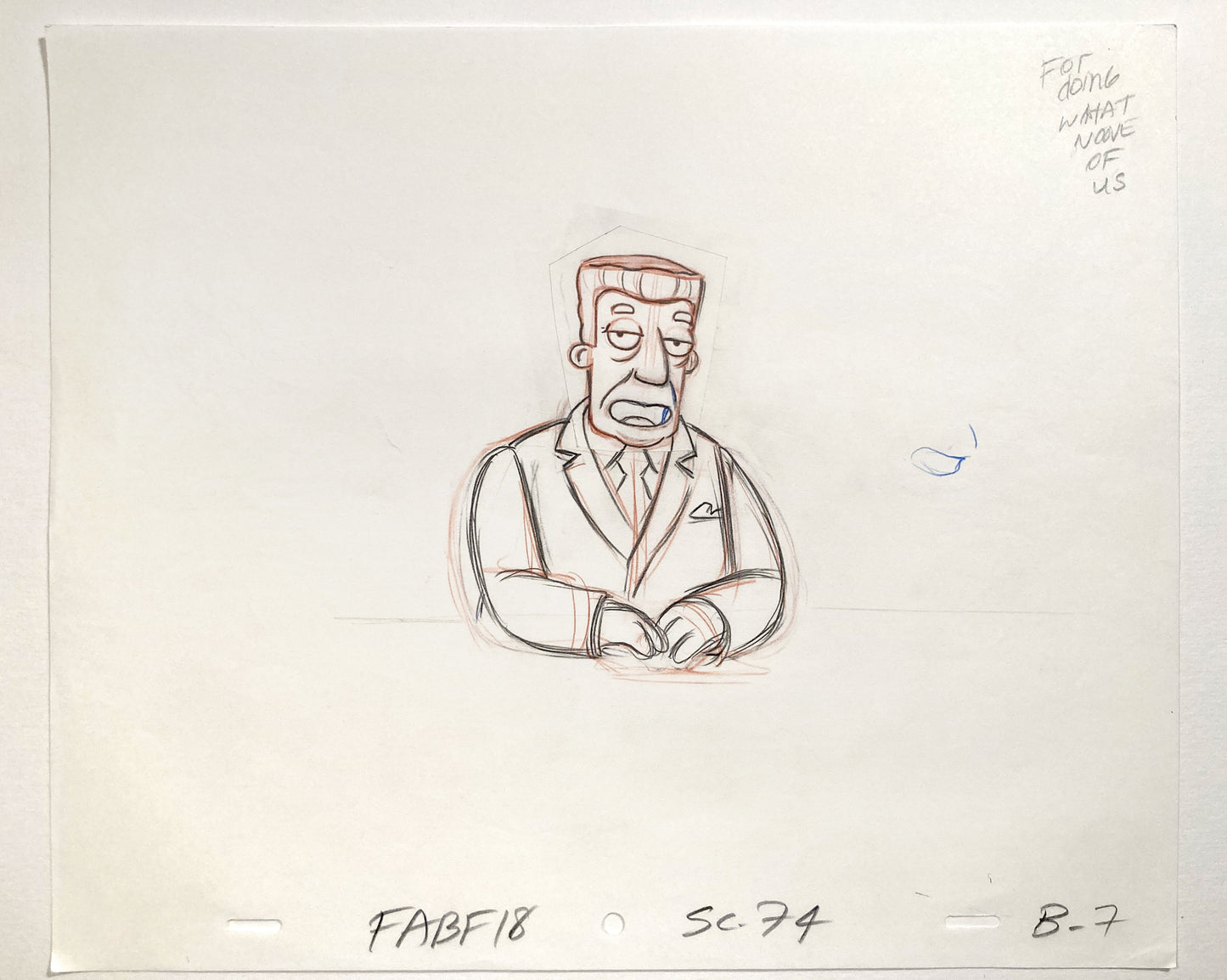 The SIMPSONS Original Animation Art Drawing of Kent Brockman. For sale on FLIP Gallery