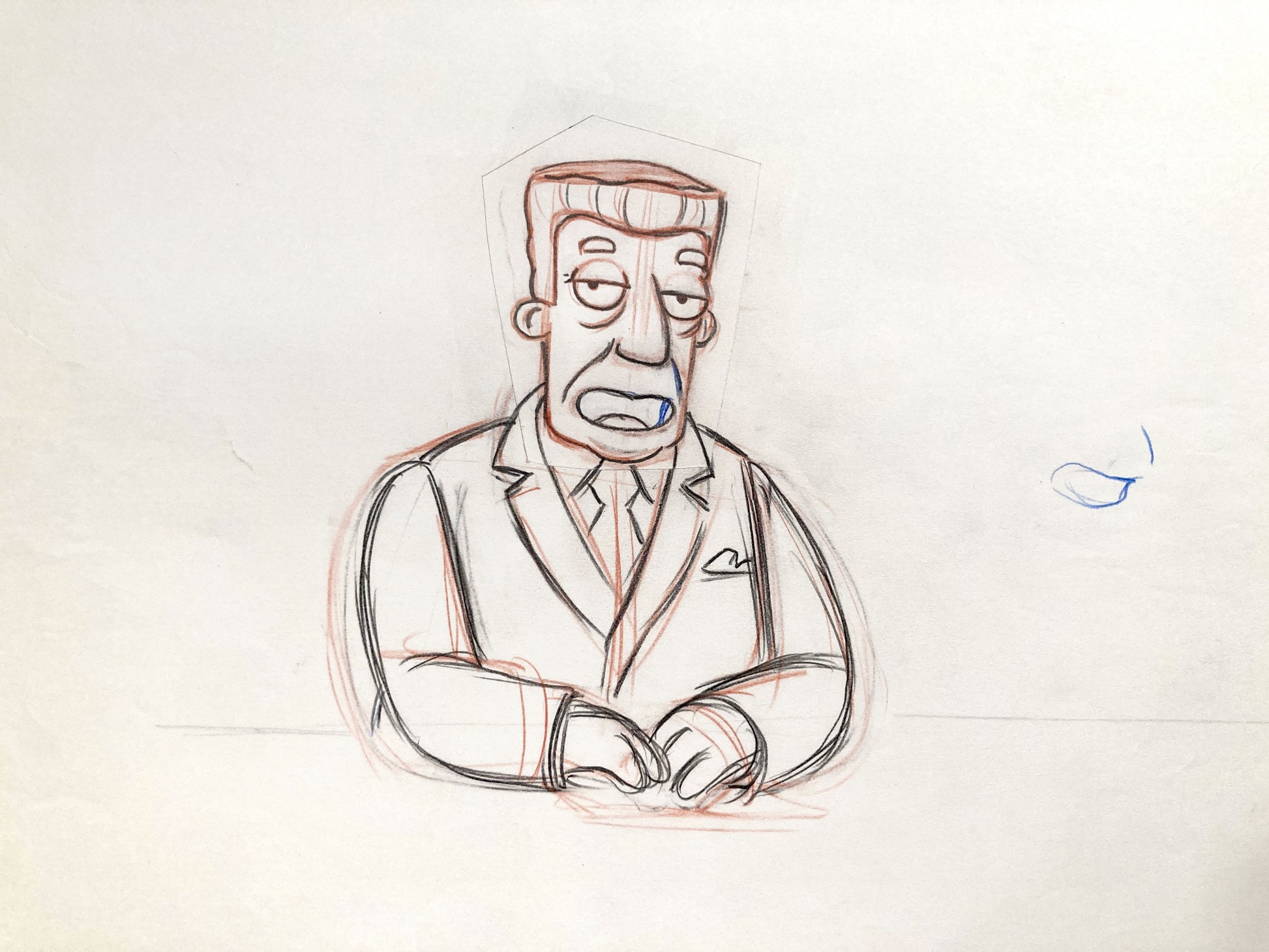The SIMPSONS Original Animation Art Drawing of Kent Brockman. For sale on FLIP Gallery