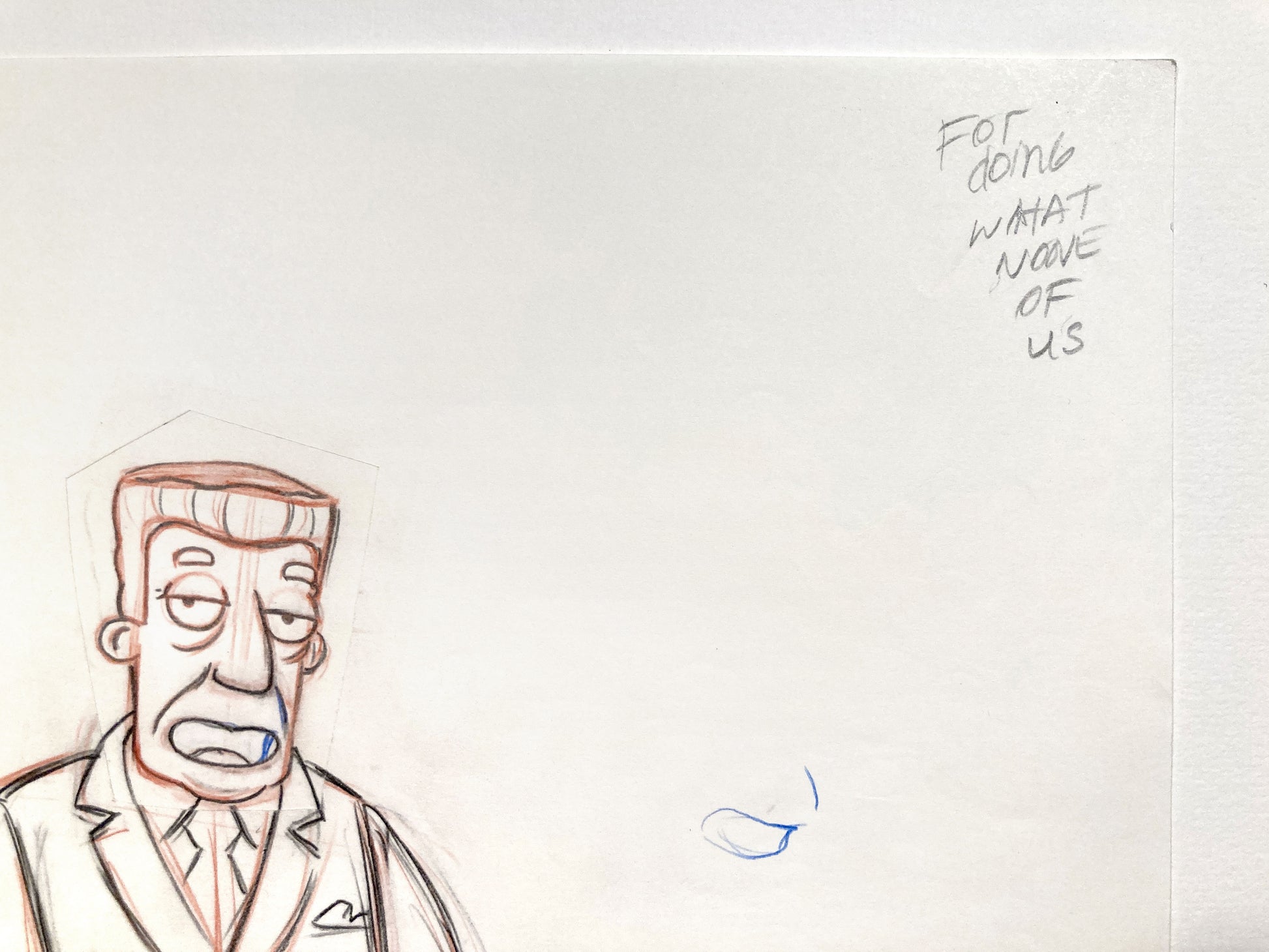 The SIMPSONS Original Animation Art Drawing of Kent Brockman. For sale on FLIP Gallery