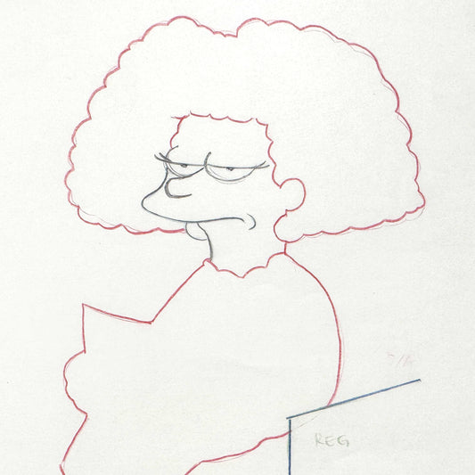 The SIMPSONS Original Animation Production Art Drawing of Selma Bouvier. For sale on FLIP Gallery