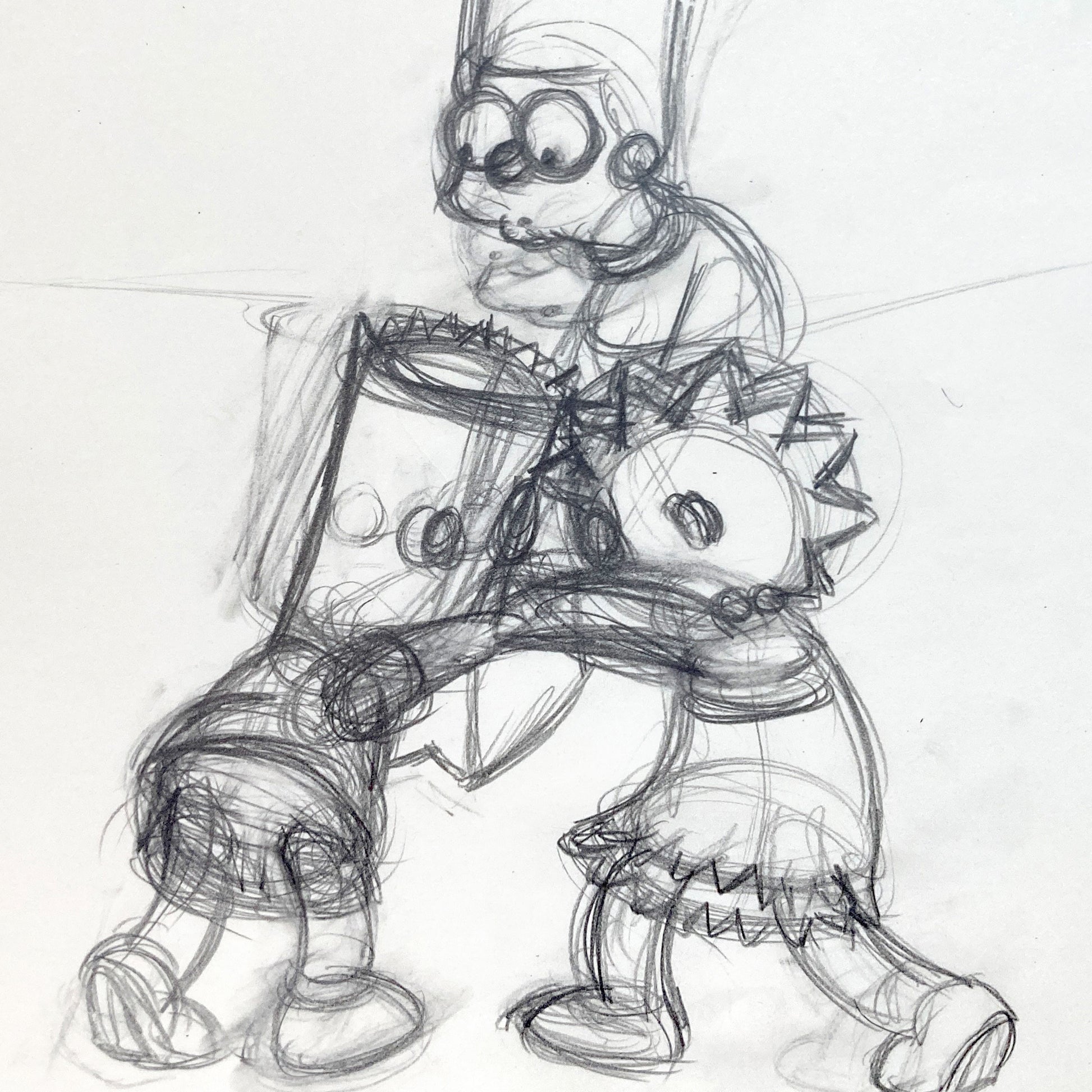 The Simpsons : Original Production Used Rough Animation Drawing of Marge, Bart and Lisa (1990’s). For sale on FLIP Gallery