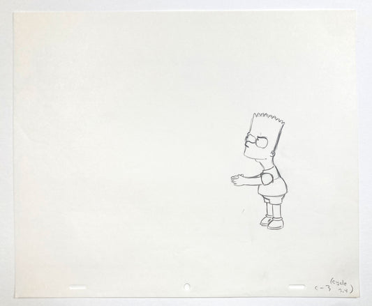 The SIMPSONS : Original Production Used Animation Drawing of Bart Simpson. For sale on FLIP Gallery