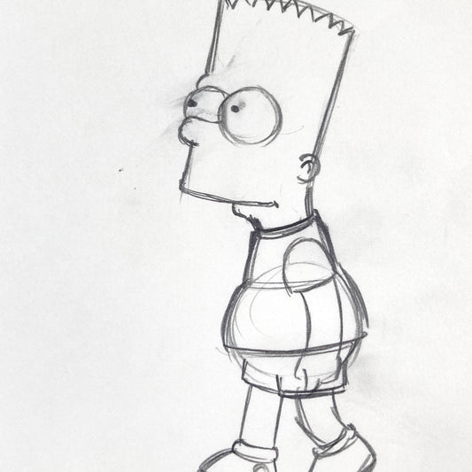 Original Animation Production Art Drawing of BART from The Simpsons