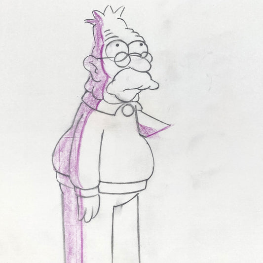 The SIMPSONS : Original Production Used Animation Drawing of Grandpa Simpson. For sale on FLIP Gallery