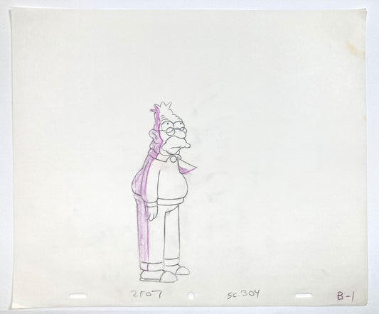 The SIMPSONS : Original Production Used Animation Drawing of Grandpa Simpson. For sale on FLIP Gallery