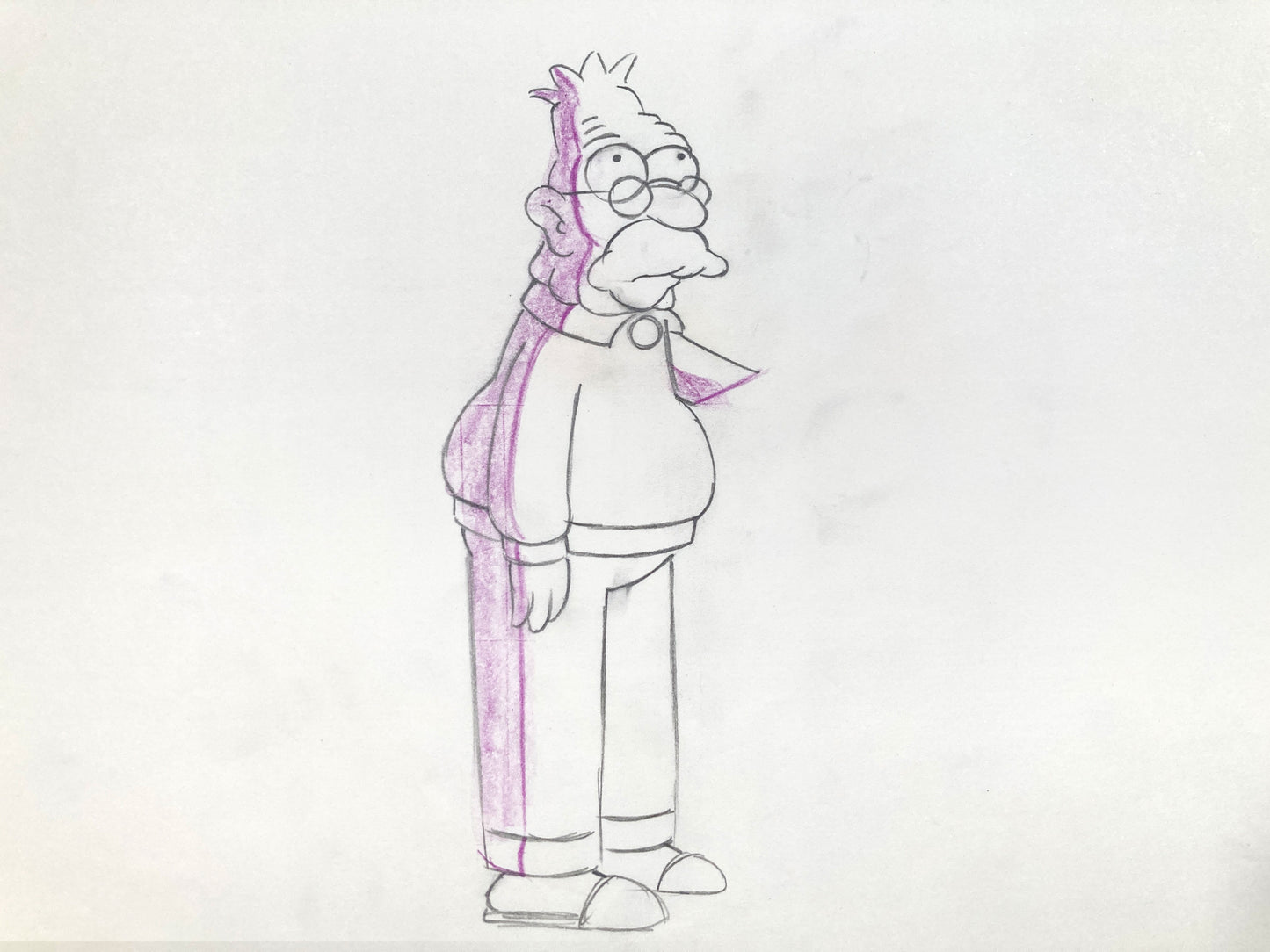 The SIMPSONS : Original Production Used Animation Drawing of Grandpa Simpson. For sale on FLIP Gallery