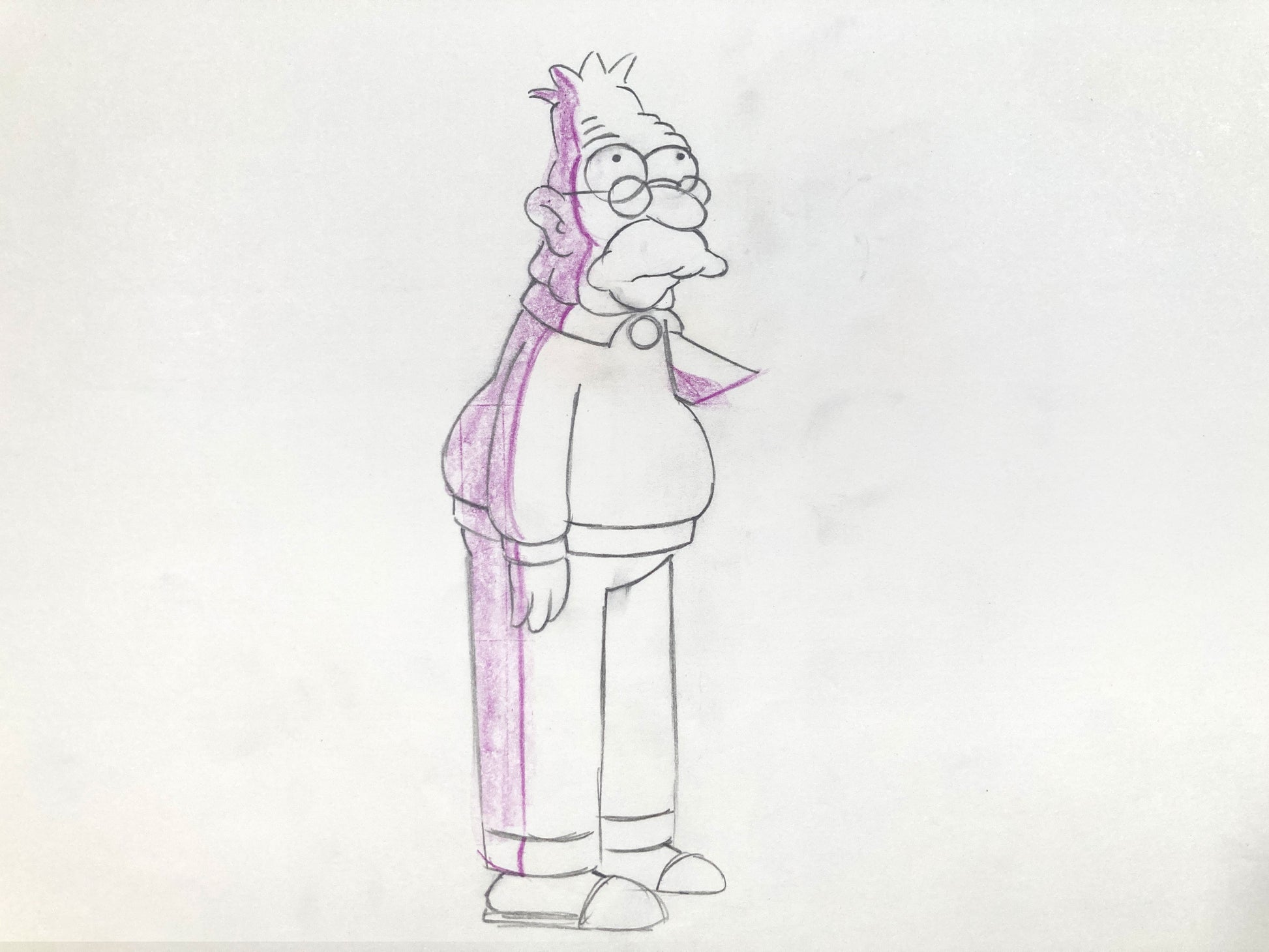 The SIMPSONS : Original Production Used Animation Drawing of Grandpa Simpson. For sale on FLIP Gallery