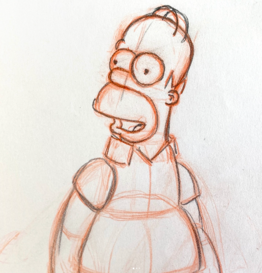 Original Animation Production Art Drawing of Homer from The Simpsons
