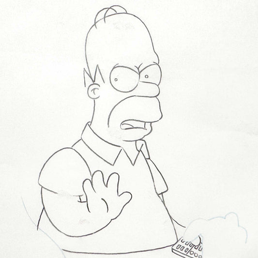 The SIMPSONS Original Animation Production Art Drawing of Homer Simpson. For sale on FLIP Gallery