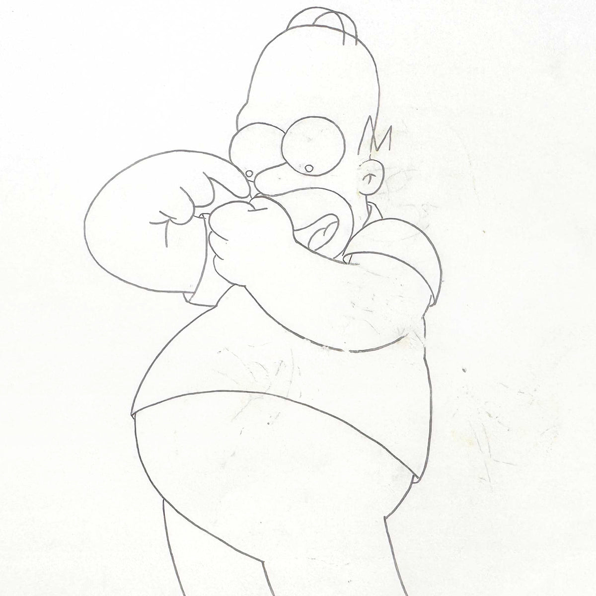 The SIMPSONS Original Animation Art Drawing of Homer Simpson. For sale on FLIP Gallery