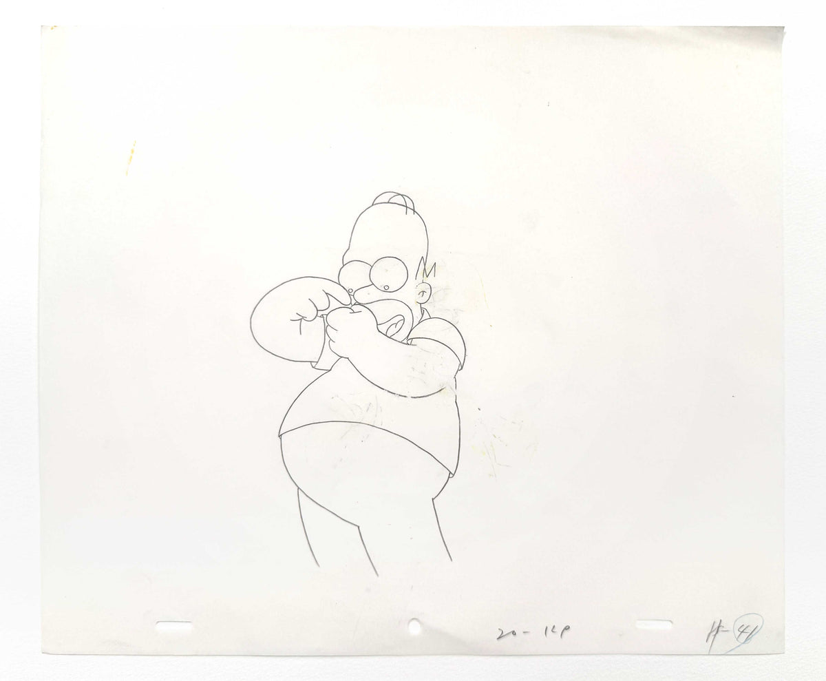 The SIMPSONS Original Animation Art Drawing of Homer Simpson. For sale on FLIP Gallery