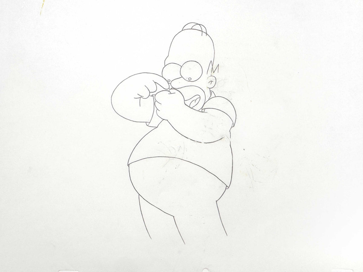 The SIMPSONS Original Animation Art Drawing of Homer Simpson. For sale on FLIP Gallery