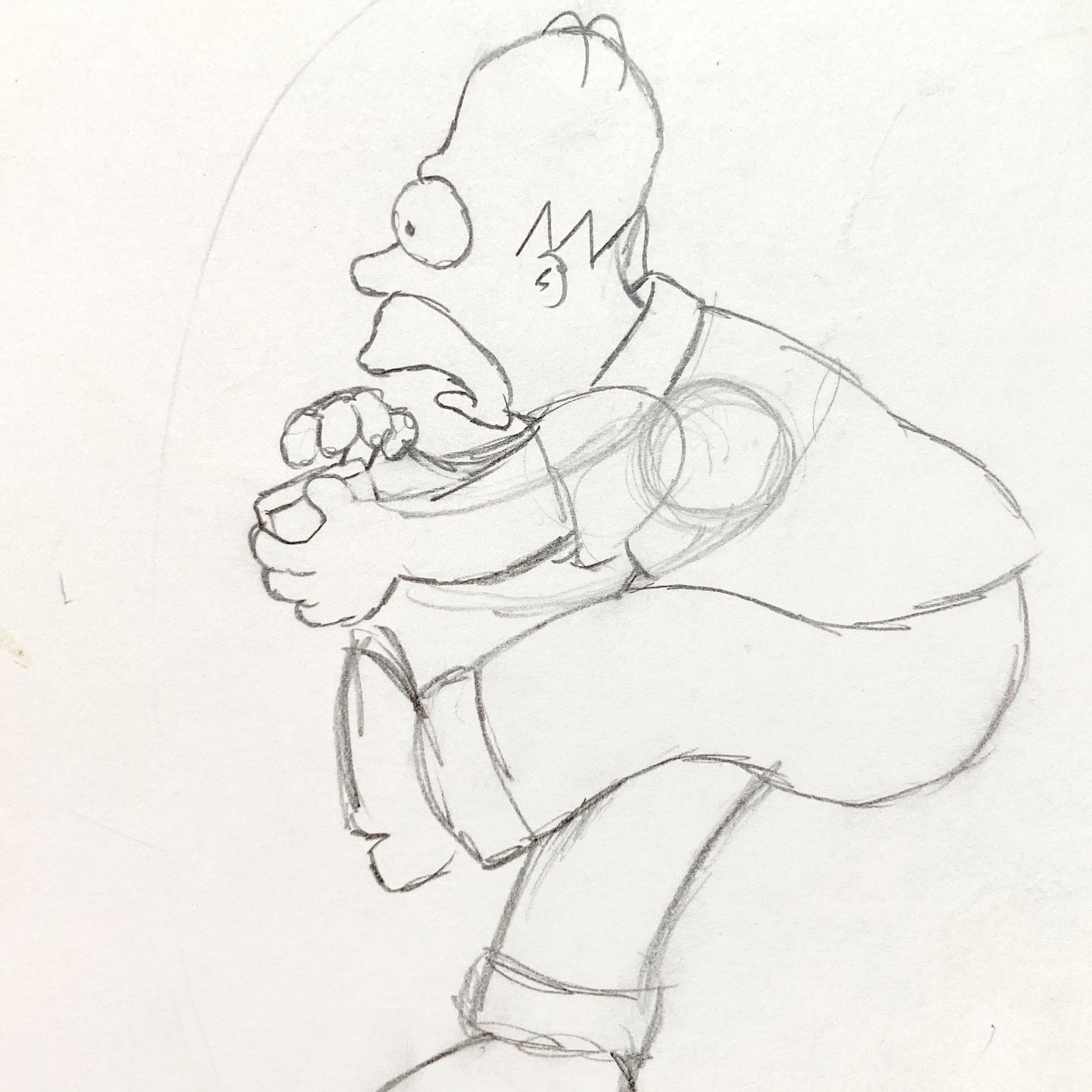 The SIMPSONS - Original Animation Production Drawing of Homer Simpson. For sale on FLIP Gallery