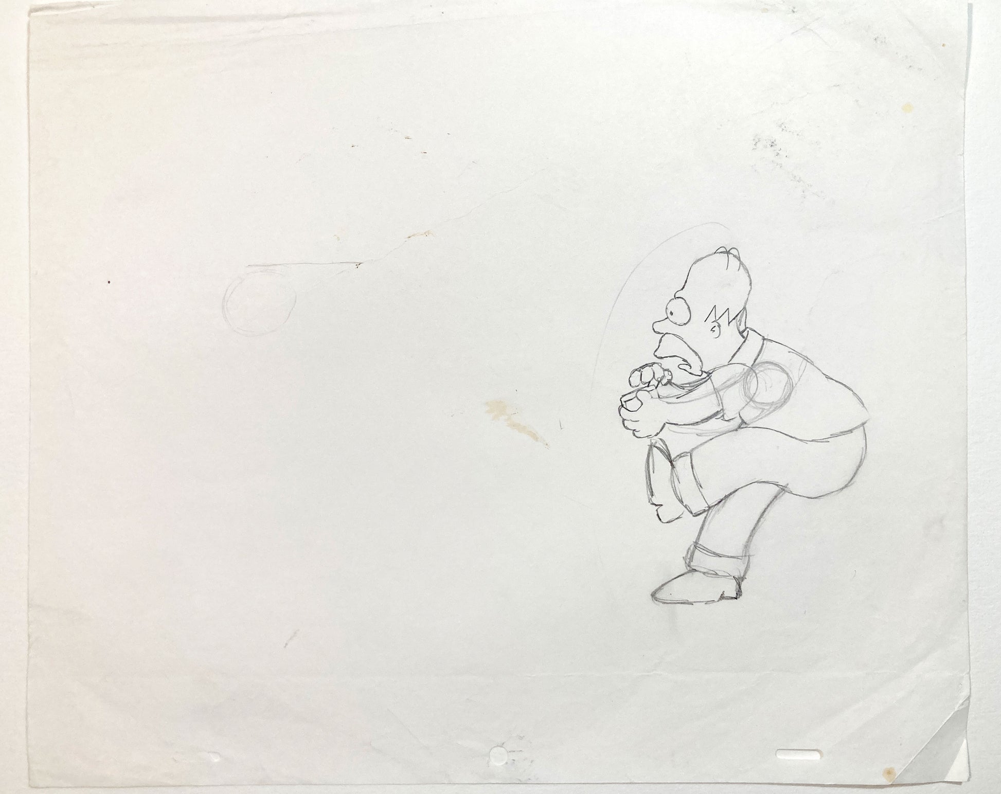 The SIMPSONS - Original Animation Production Drawing of Homer Simpson. For sale on FLIP Gallery