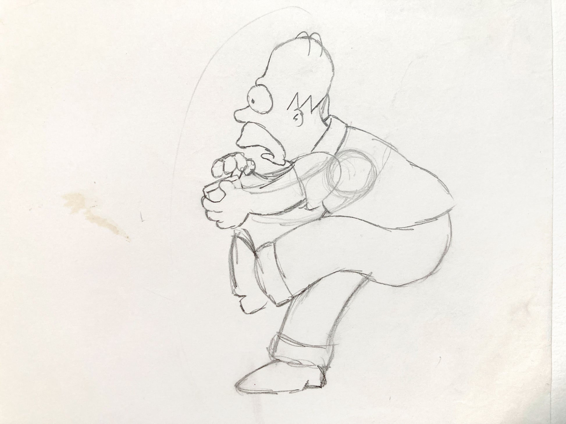 The SIMPSONS - Original Animation Production Drawing of Homer Simpson. For sale on FLIP Gallery