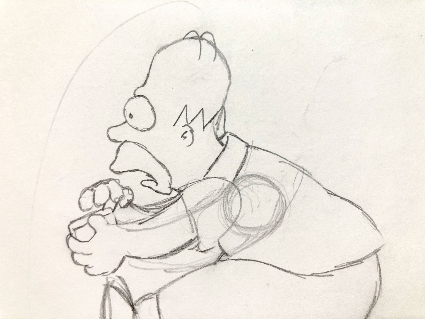 The SIMPSONS - Original Animation Production Drawing of Homer Simpson. For sale on FLIP Gallery