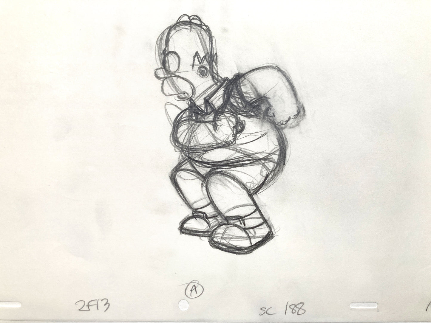 The SIMPSONS : Original Animation Production Drawing of Homer Simpson (1994). For sale on FLIP Gallery