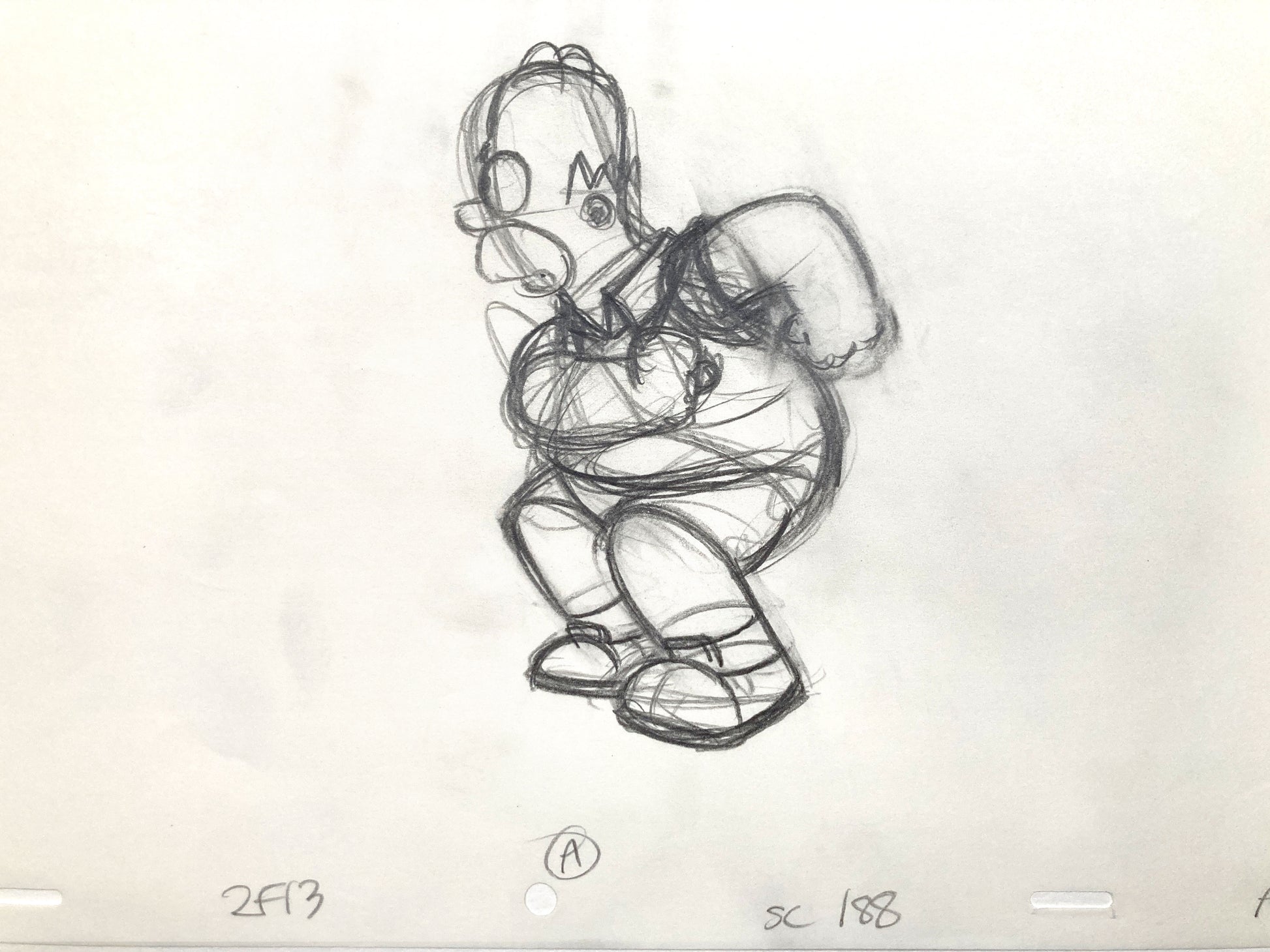 The SIMPSONS : Original Animation Production Drawing of Homer Simpson (1994). For sale on FLIP Gallery