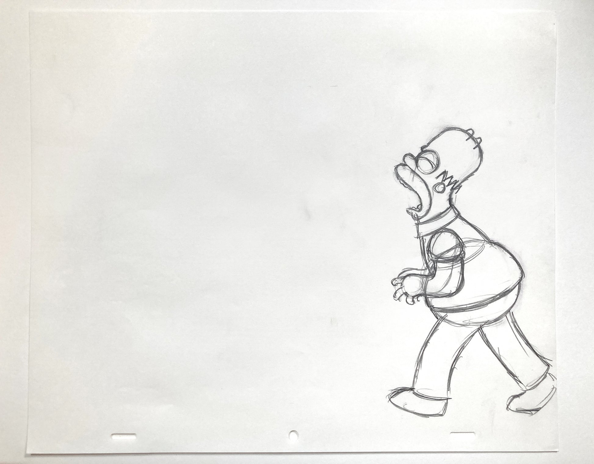 The SIMPSONS : Original Production Used Animation Rough Artwork Drawing of Homer Simpson. For sale on FLIP Gallery