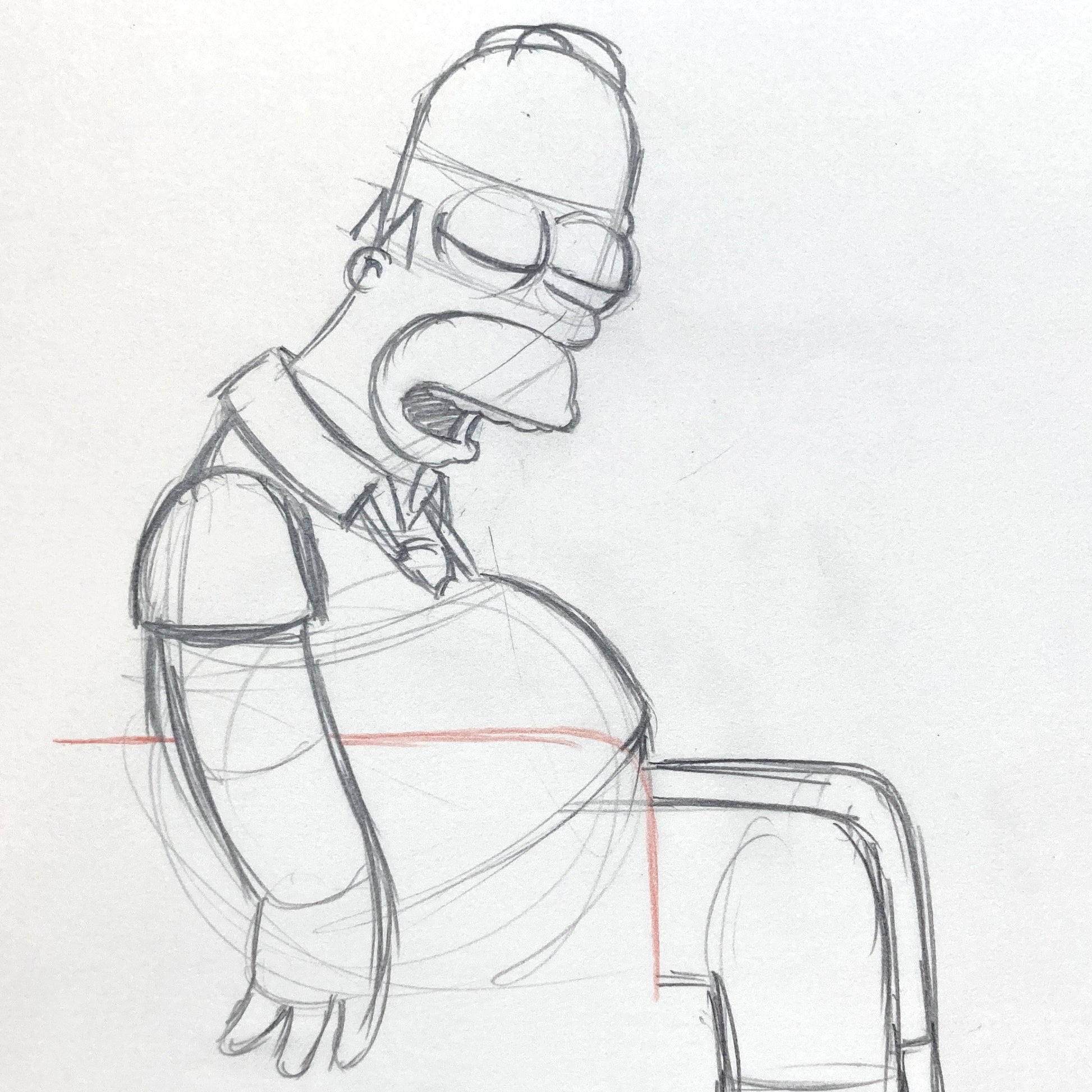 The SIMPSONS : Original Production Used Animation Artwork Drawing of Homer Simpson. For sale on FLIP Gallery