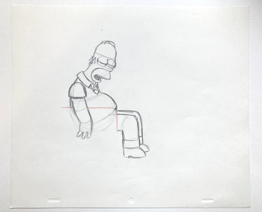 The SIMPSONS : Original Production Used Animation Artwork Drawing of Homer Simpson. For sale on FLIP Gallery