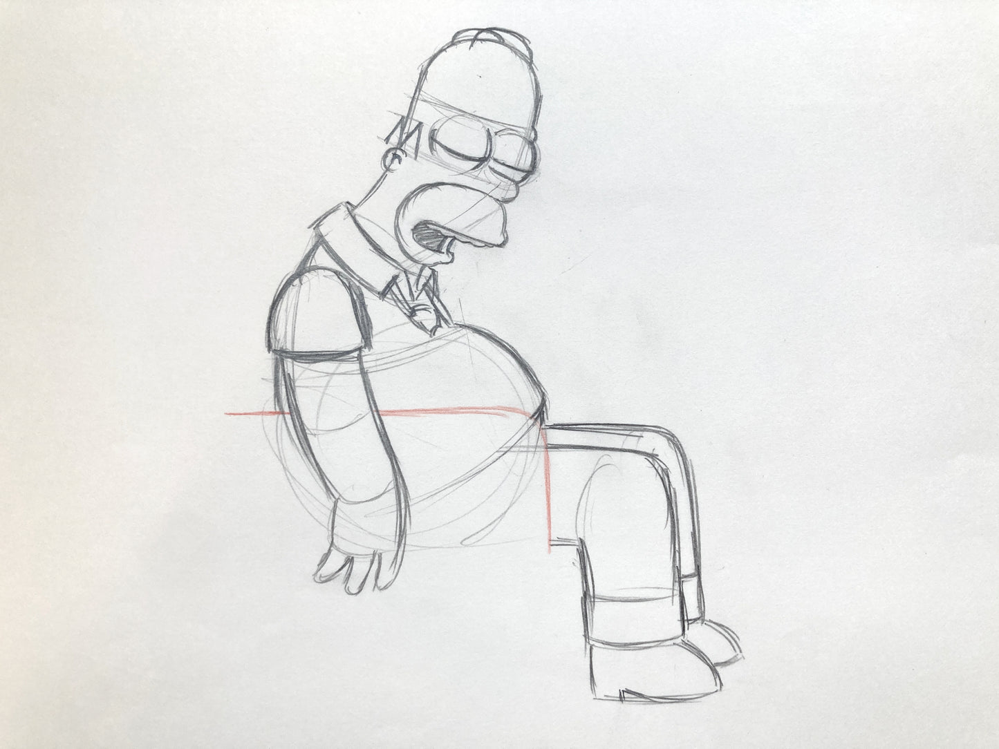 The SIMPSONS : Original Production Used Animation Artwork Drawing of Homer Simpson. For sale on FLIP Gallery