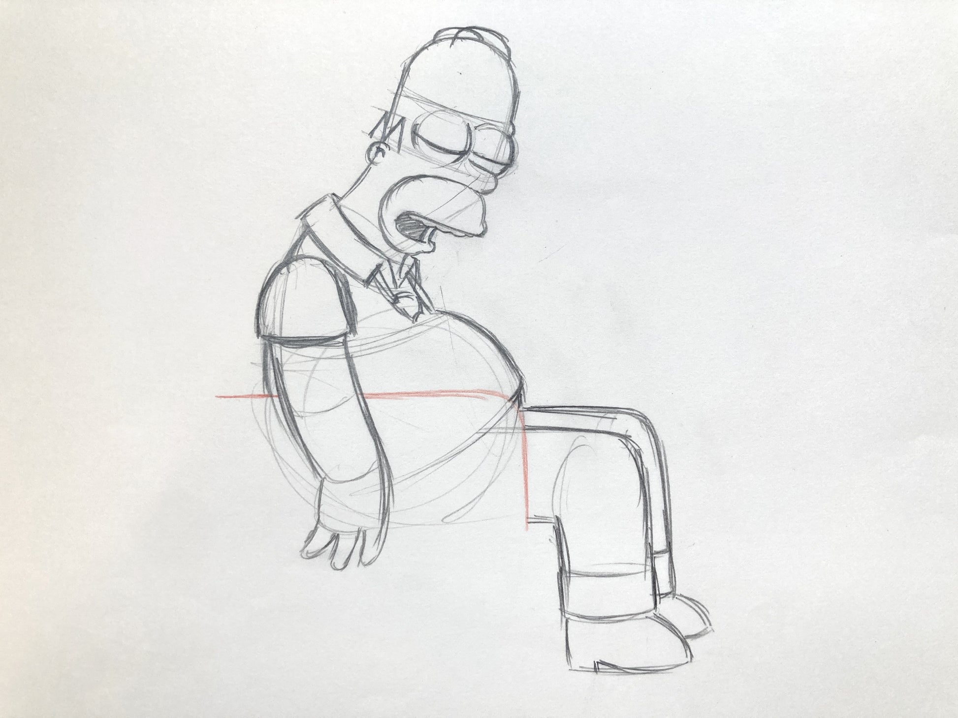 The SIMPSONS : Original Production Used Animation Artwork Drawing of Homer Simpson. For sale on FLIP Gallery