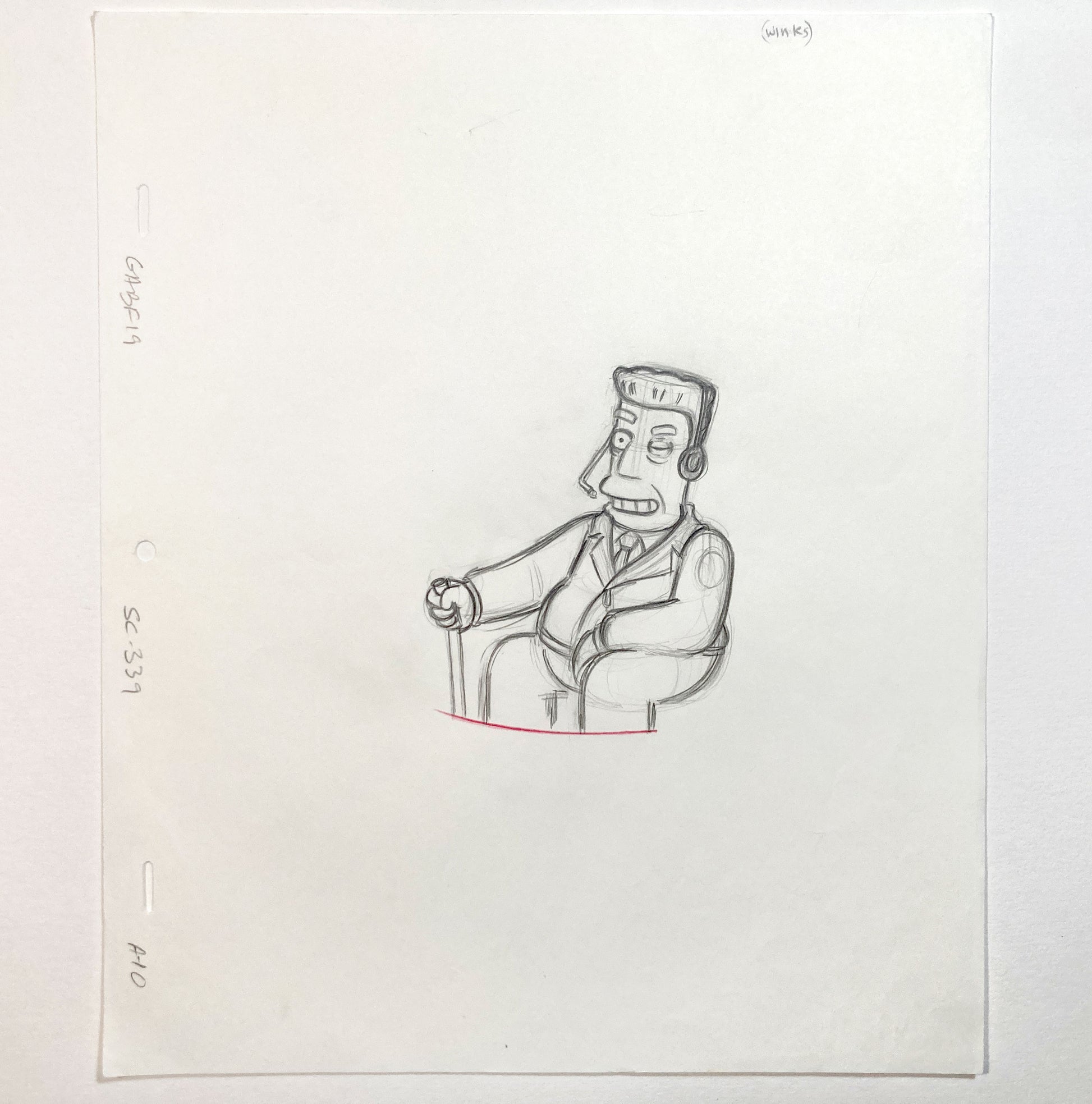 The SIMPSONS : Original Animation Drawing of Kent Brockman. For sale on FLIP Gallery