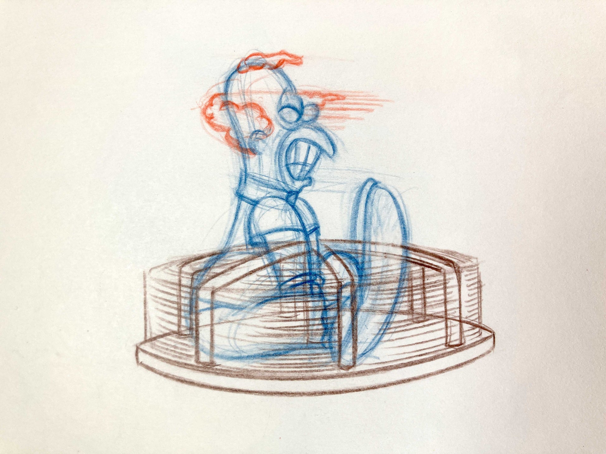 The Simpsons "Treehouse of Horror XIX" Original Production Used Animation Drawing - Krusty the Clown. For sale on FLIP Gallery