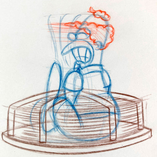 The Simpsons "Treehouse of Horror XIX" Original Production Used Animation Drawing - Krusty the Clown. For sale on FLIP Gallery