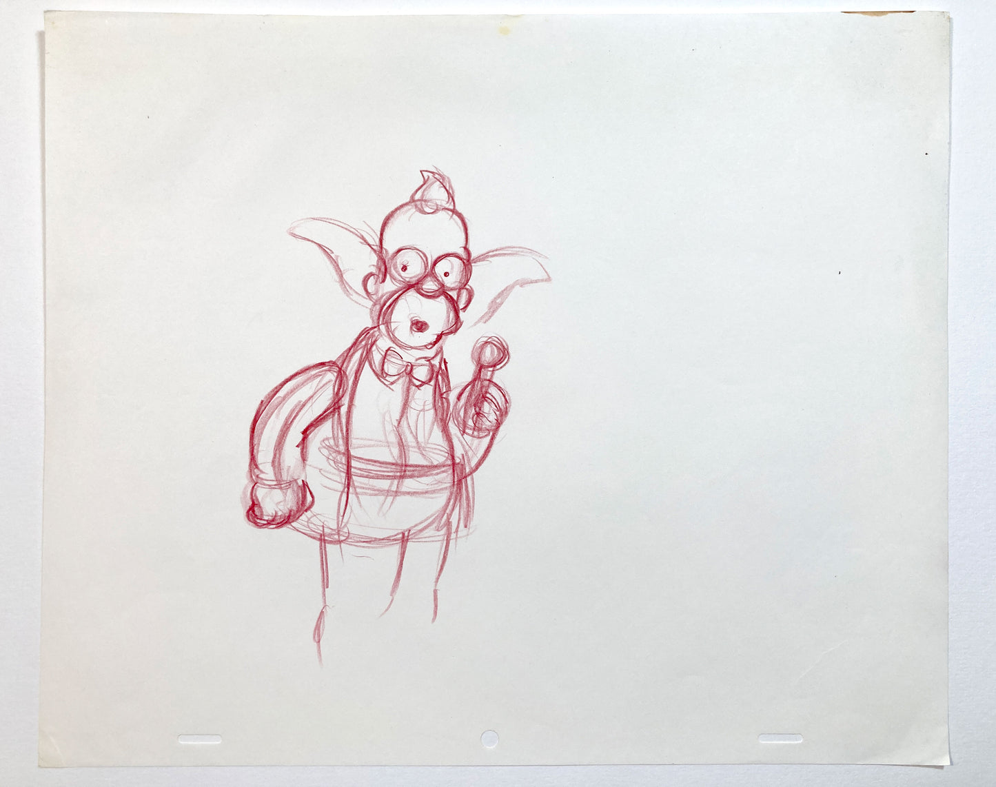 The Simpsons : Original Production Used Rough Animation Drawing of Krusty the Clown. For sale on FLIP Gallery