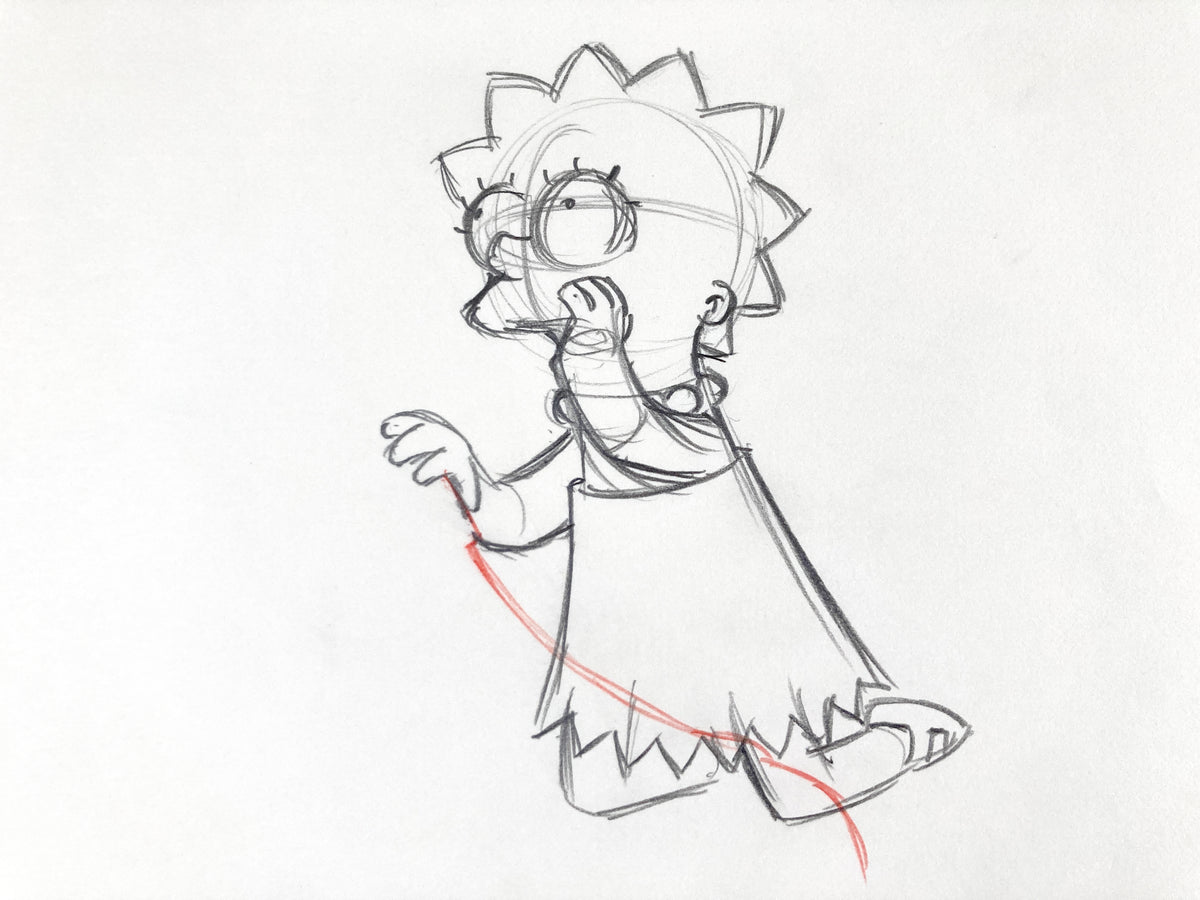 The SIMPSONS - Original Production Used Animation Drawing of Lisa Simpson (Matt Groening). For sale on FLIP Gallery