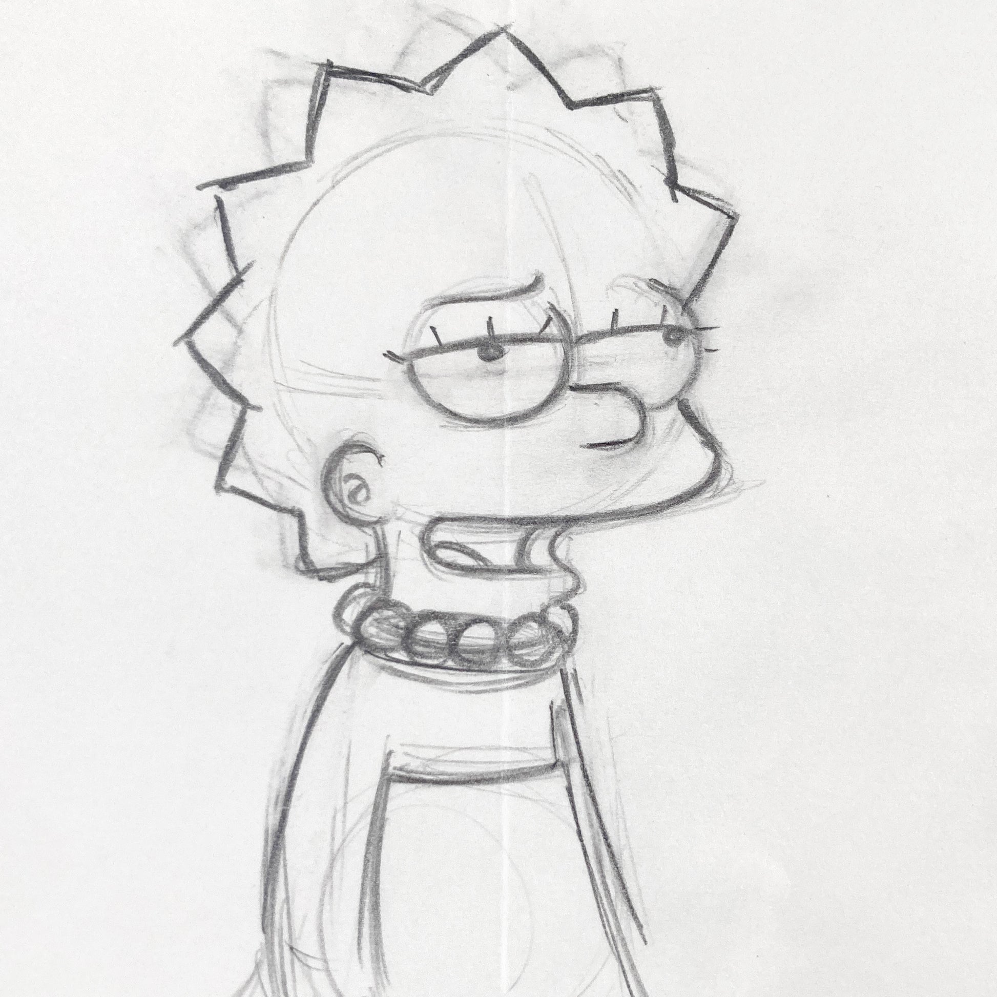 Original Animation Production Drawing of Lisa from The Simpsons