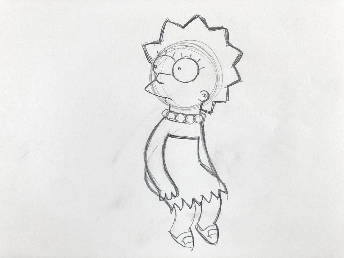 The SIMPSONS Original Animation Production Art Drawing of Lisa Simpson. For sale on FLIP Gallery