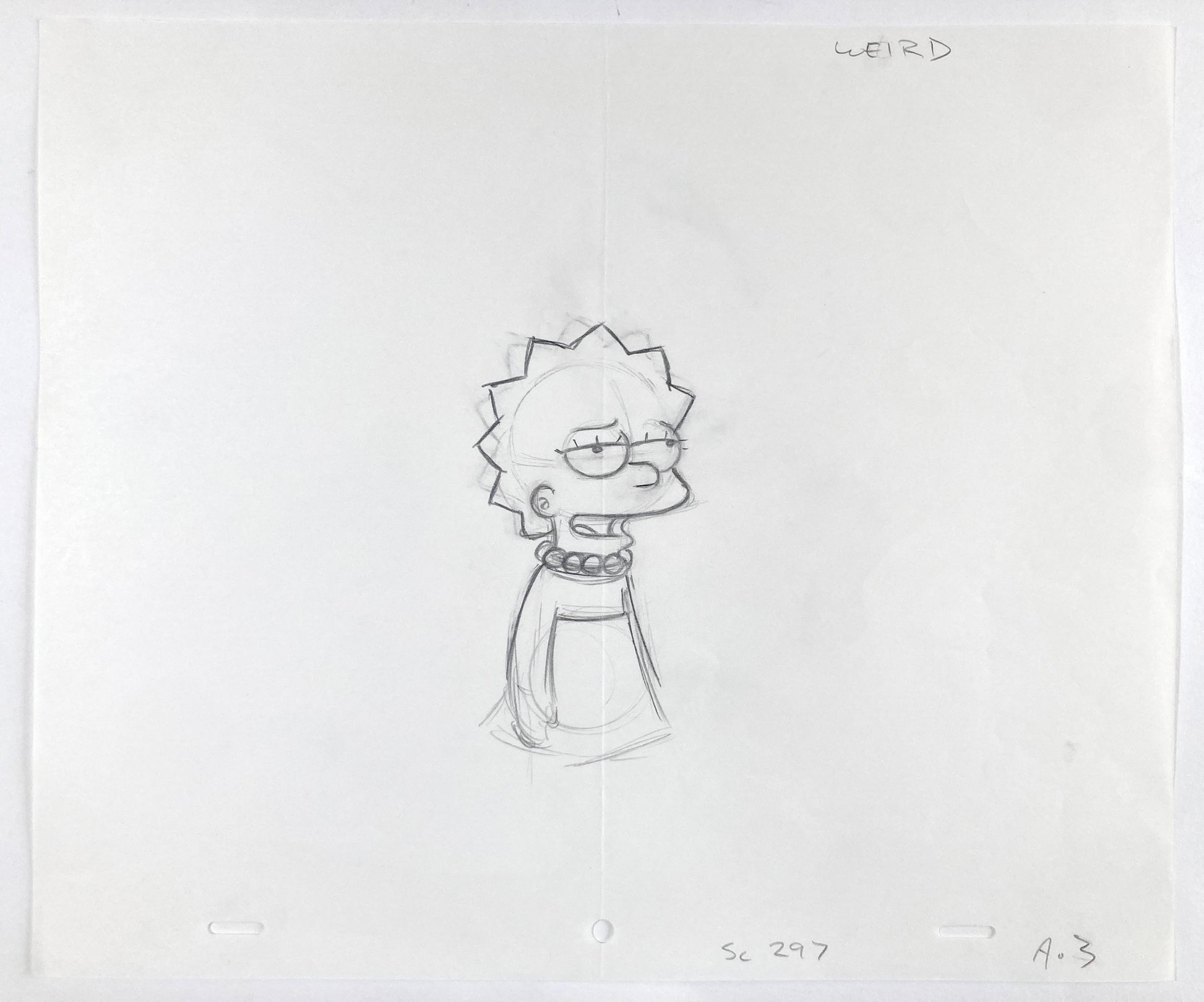 Original Animation Production Art Drawing of Lisa from The Simpsons
