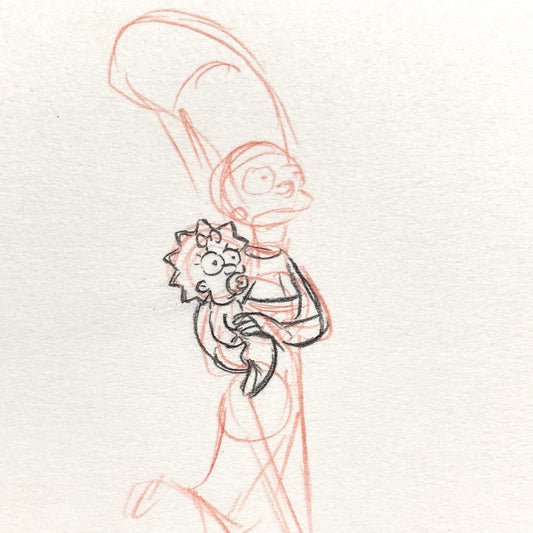 The SIMPSONS : Original Animation Drawing of Marge & Maggie Simpson (Matt Groening). For sale on FLIP Gallery