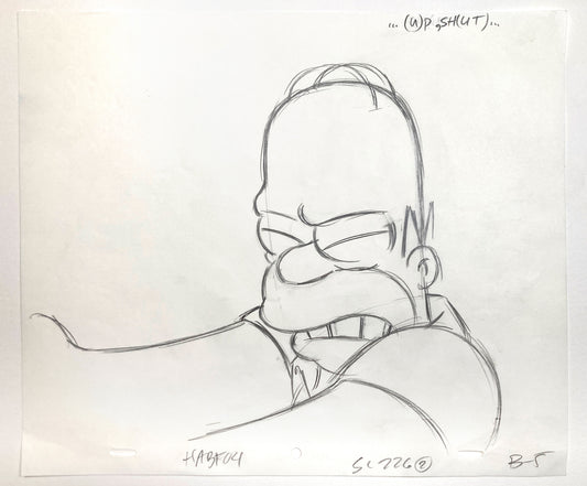 The SIMPSONS : Original Production Used Animation Drawing of Homer Simpson. For sale on FLIP gallery