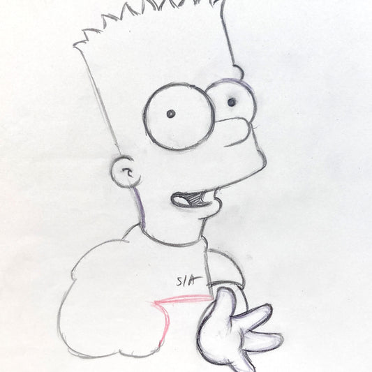 The SIMPSONS : Original Animation Production Drawing of Bart Simpson. For sale on FLIP Gallery
