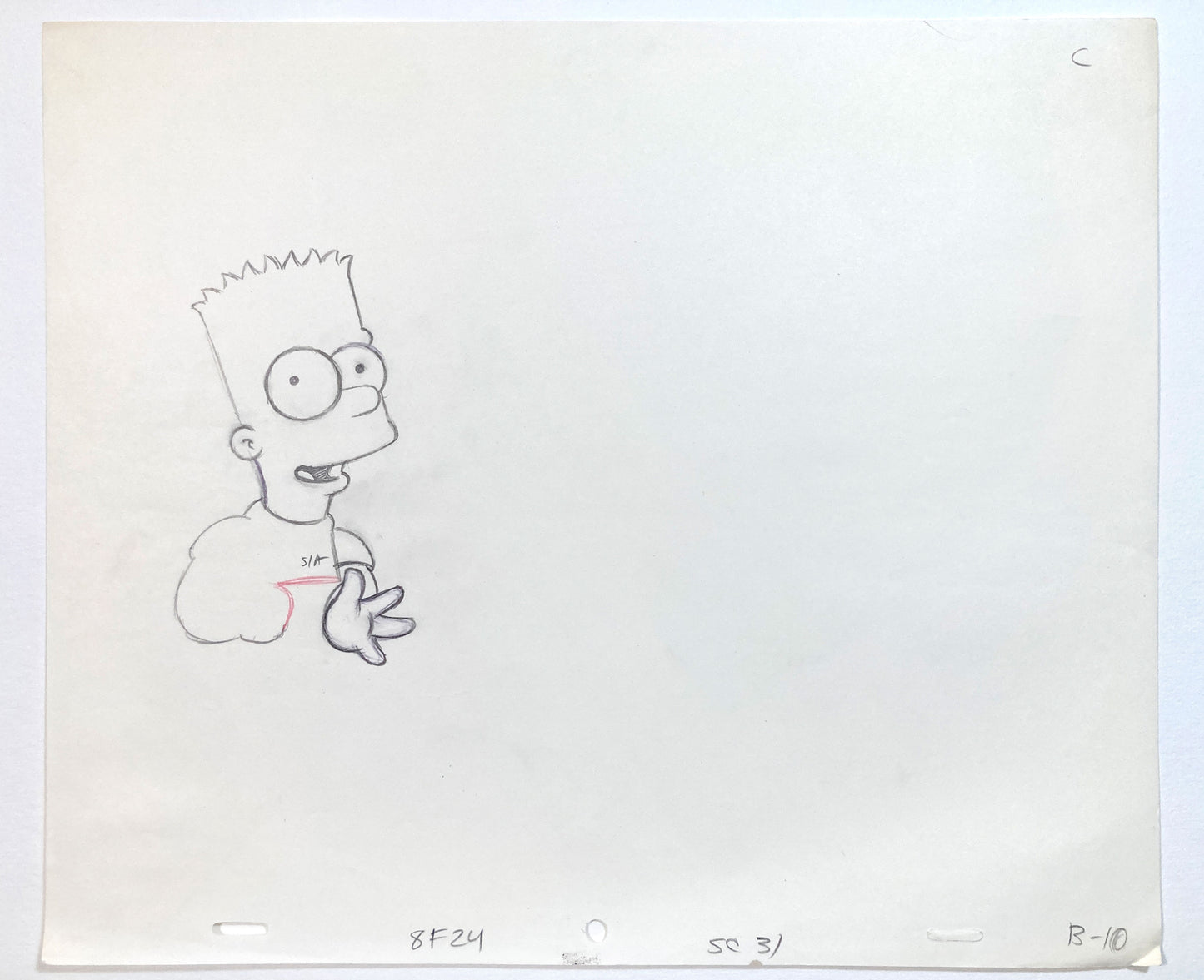 The SIMPSONS : Original Animation Production Drawing of Bart Simpson. For sale on FLIP Gallery