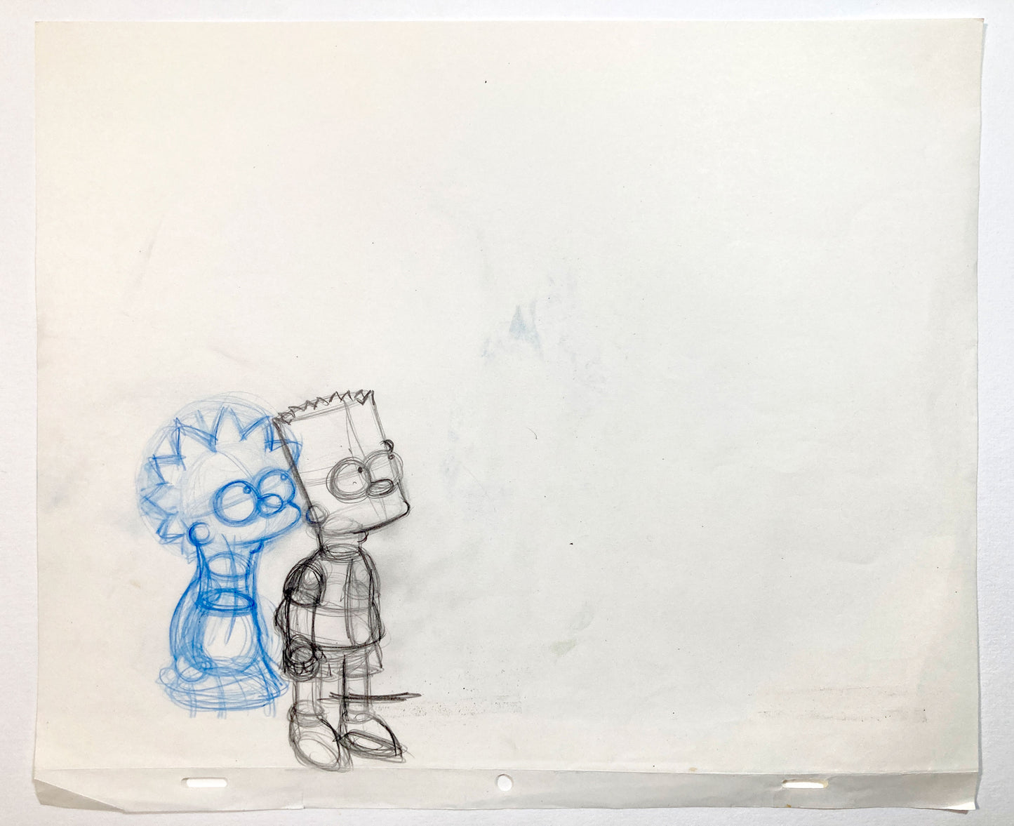 The Simpsons : Original Rough Animation Drawing of Bart and Lisa Simpson (1990’s). For sale on FLIP Gallery