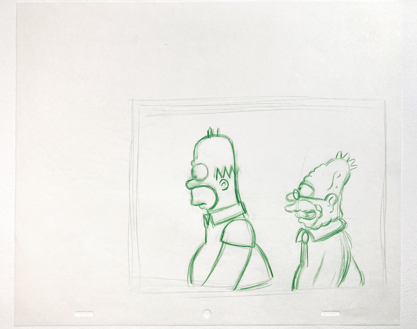 The SIMPSONS : Original Animation Production Drawing of Homer and Grampa Simpson (2000's). For sale on FLIP Gallery