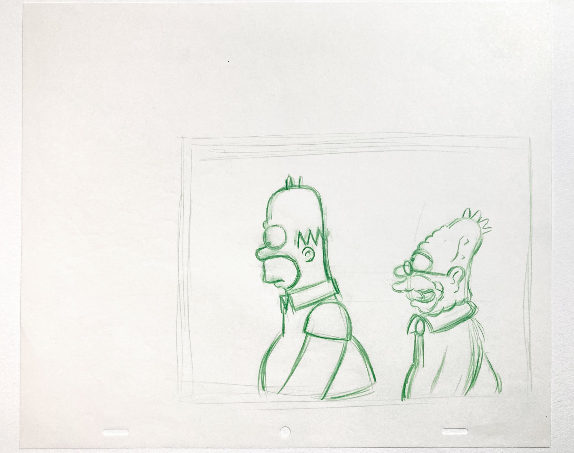 The SIMPSONS : Original Animation Production Drawing of Homer and Grampa Simpson (2000's). For sale on FLIP Gallery
