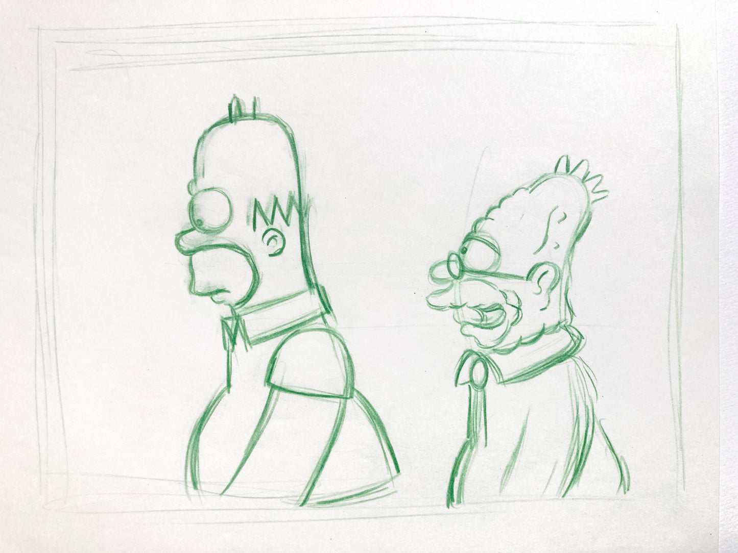 The SIMPSONS : Original Animation Production Drawing of Homer and Grampa Simpson (2000's). For sale on FLIP Gallery