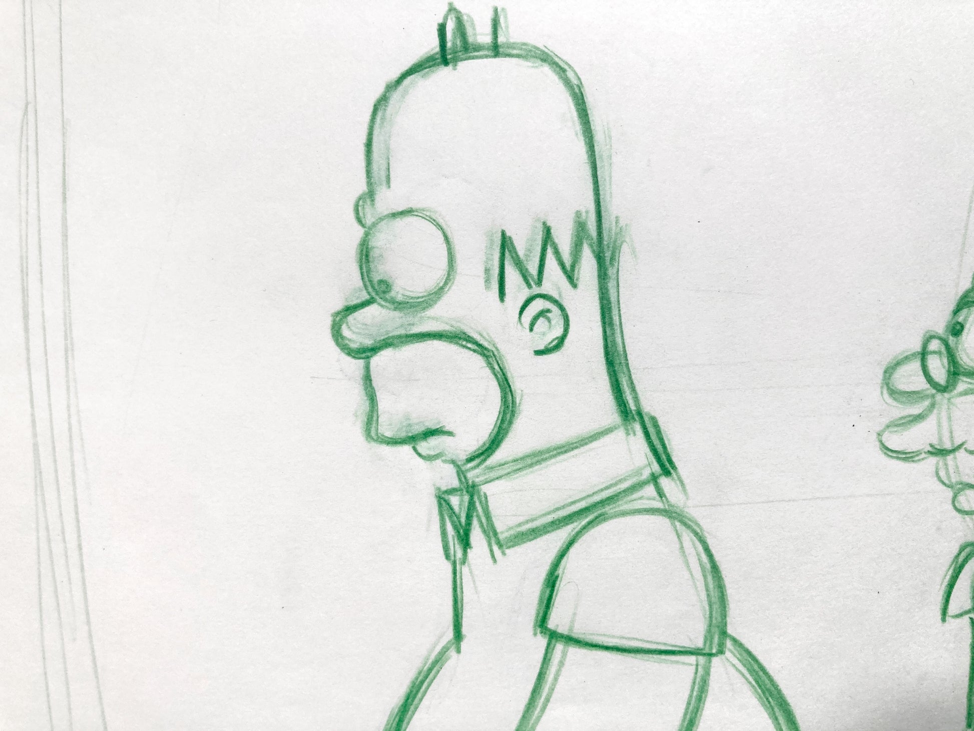 The SIMPSONS : Original Animation Production Drawing of Homer and Grampa Simpson (2000's). For sale on FLIP Gallery