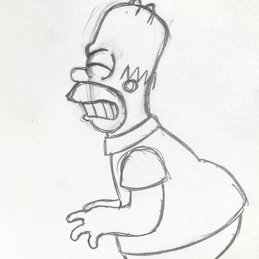 The SIMPSONS : Original Production Used Animation Rough Artwork Drawing of Homer Simpson. For sale on FLIP Gallery