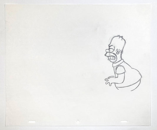 The SIMPSONS : Original Production Used Animation Rough Artwork Drawing of Homer Simpson. For sale on FLIP Gallery