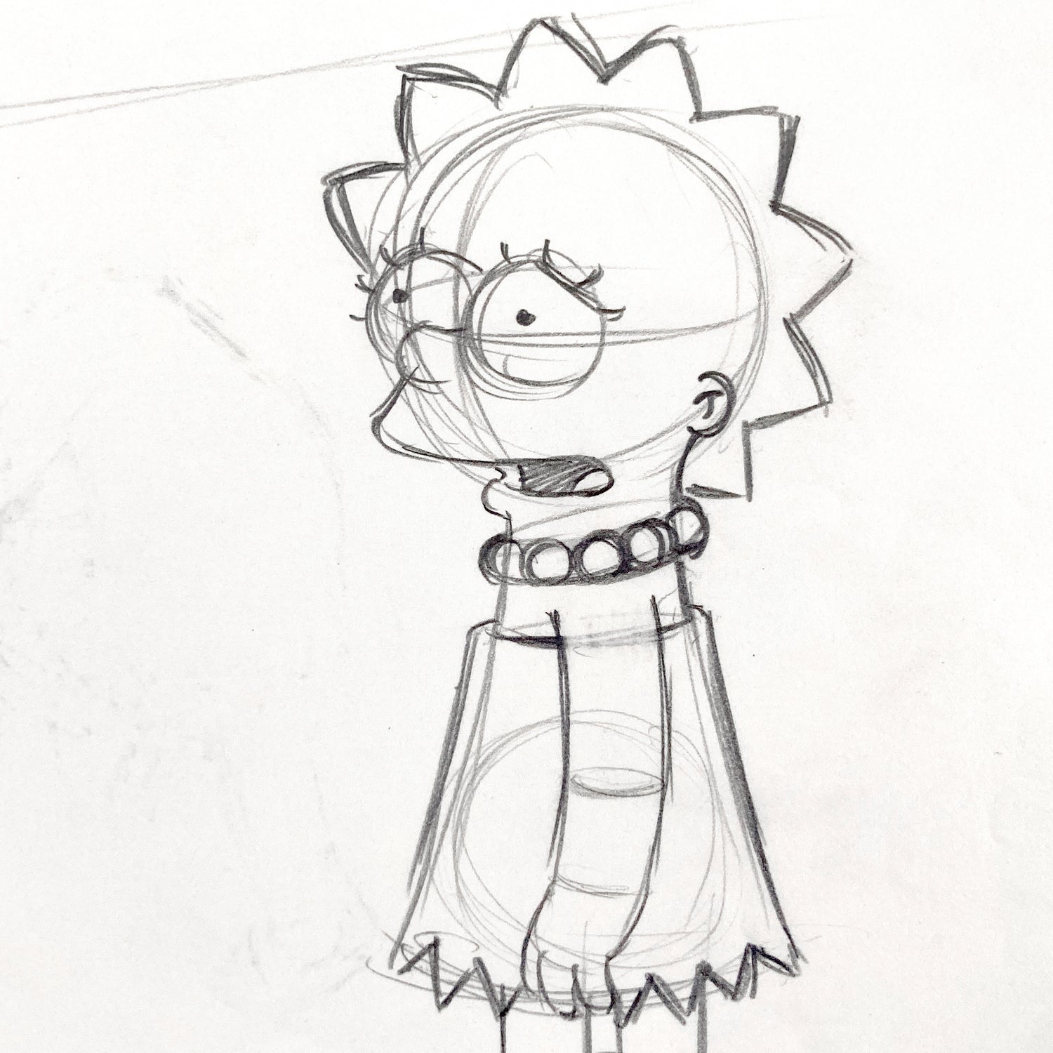 The SIMPSONS : Original Production Used Animation Drawing of Lisa Simpson (Matt Groening). For sale on FLIP Gallery