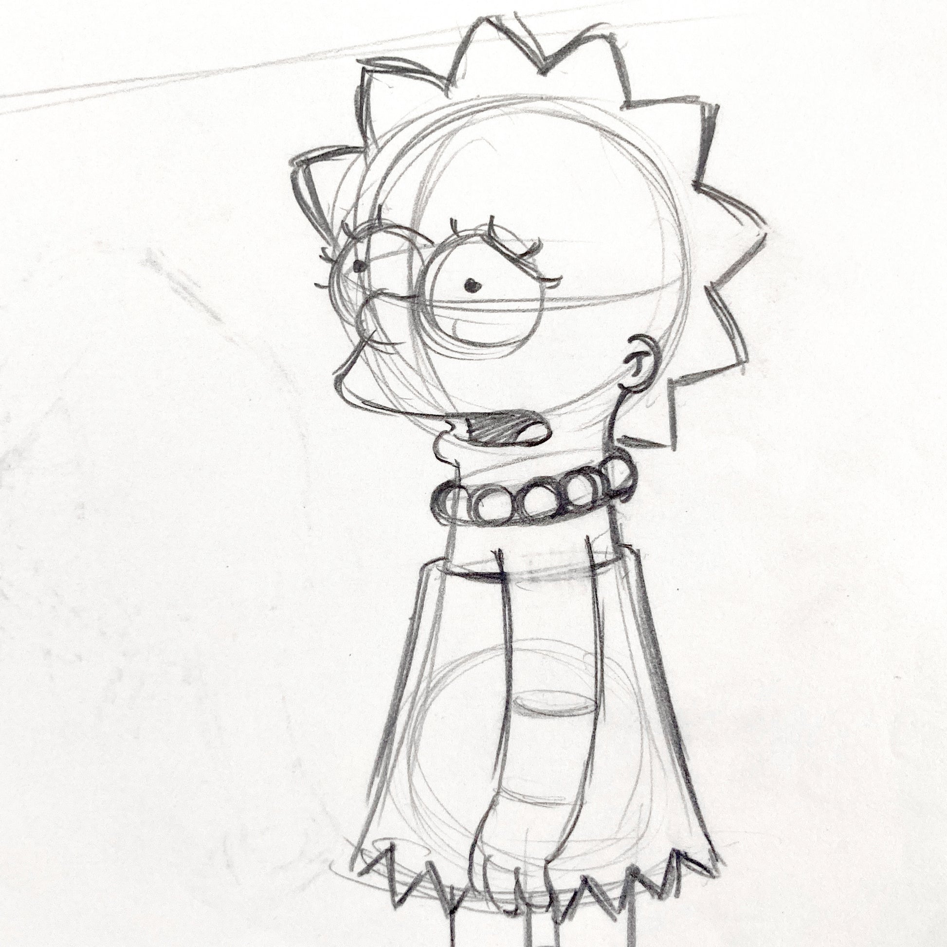 The SIMPSONS : Original Production Used Animation Drawing of Lisa Simpson (Matt Groening). For sale on FLIP Gallery
