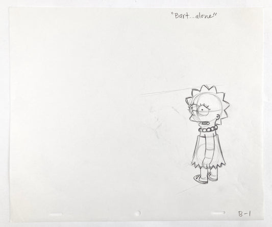 The SIMPSONS : Original Production Used Animation Drawing of Lisa Simpson (Matt Groening). For sale on FLIP Gallery